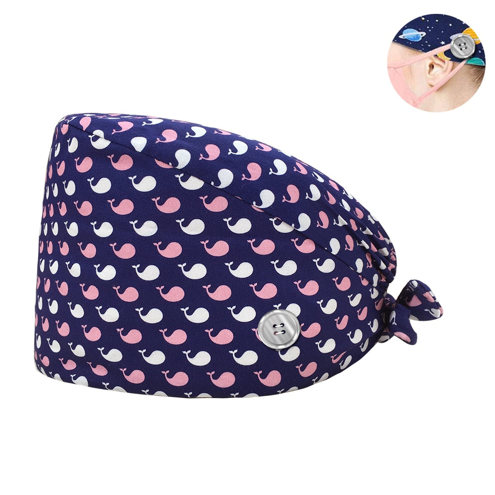 100% Cotton Adjustable Beautician Scrub Hat Or Medical Lab Cap.