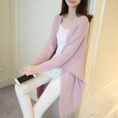Ladies Long Knitted, bat sleeve Sweater.