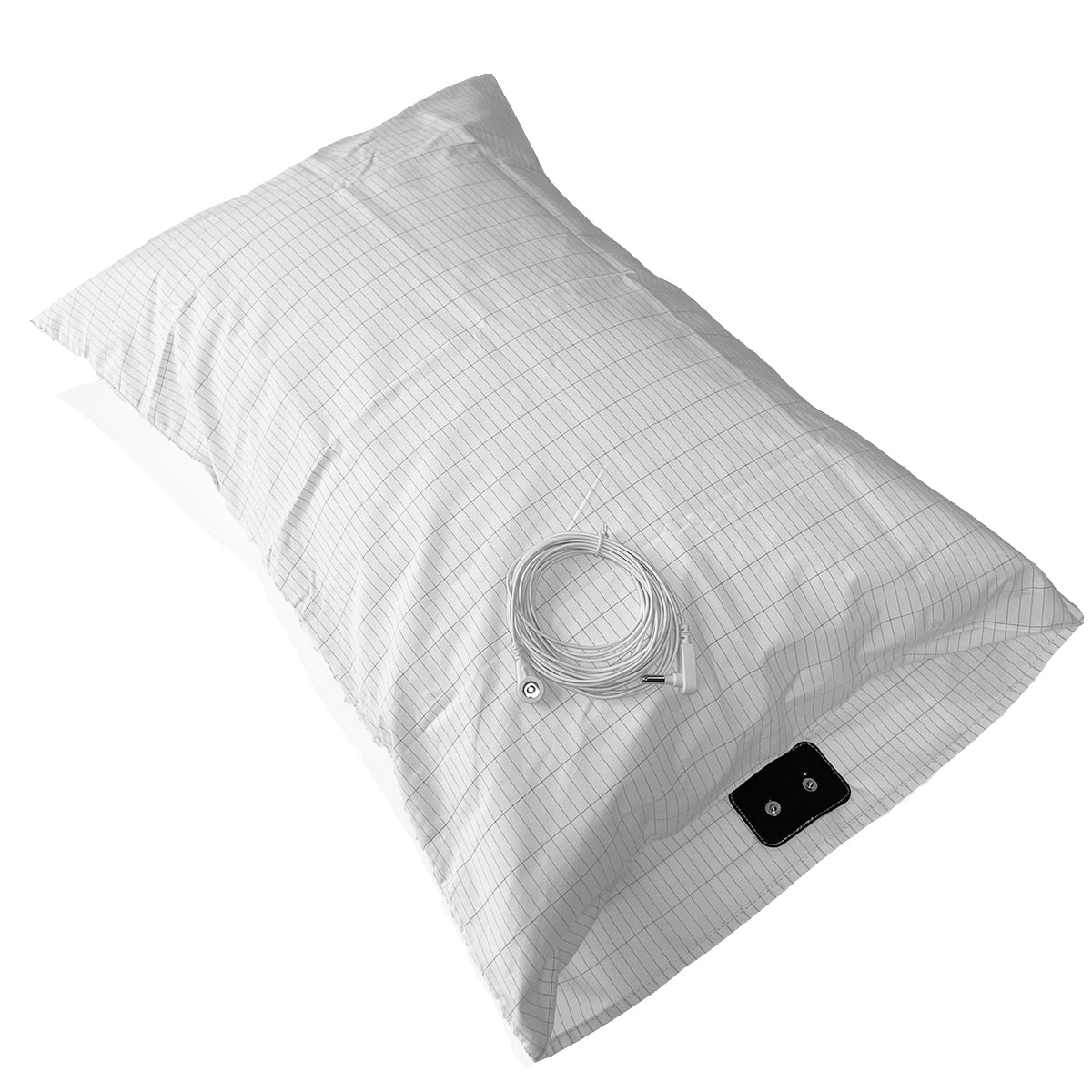 White Earthing Bed Sheet / Pillowcase with Conductive Silver Fiber, USB Cord For Grounded Antistatic Health Protection.
