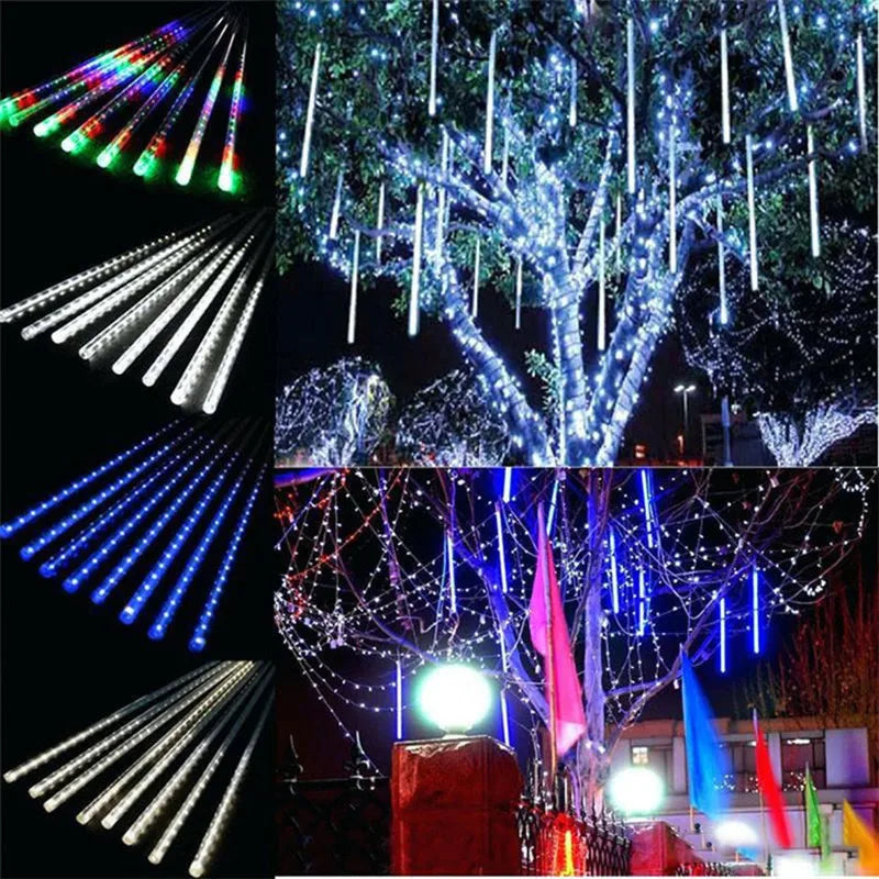 Christmas LED 30cm Or 50cm Meteor Shower Color Lights, 8 Per String