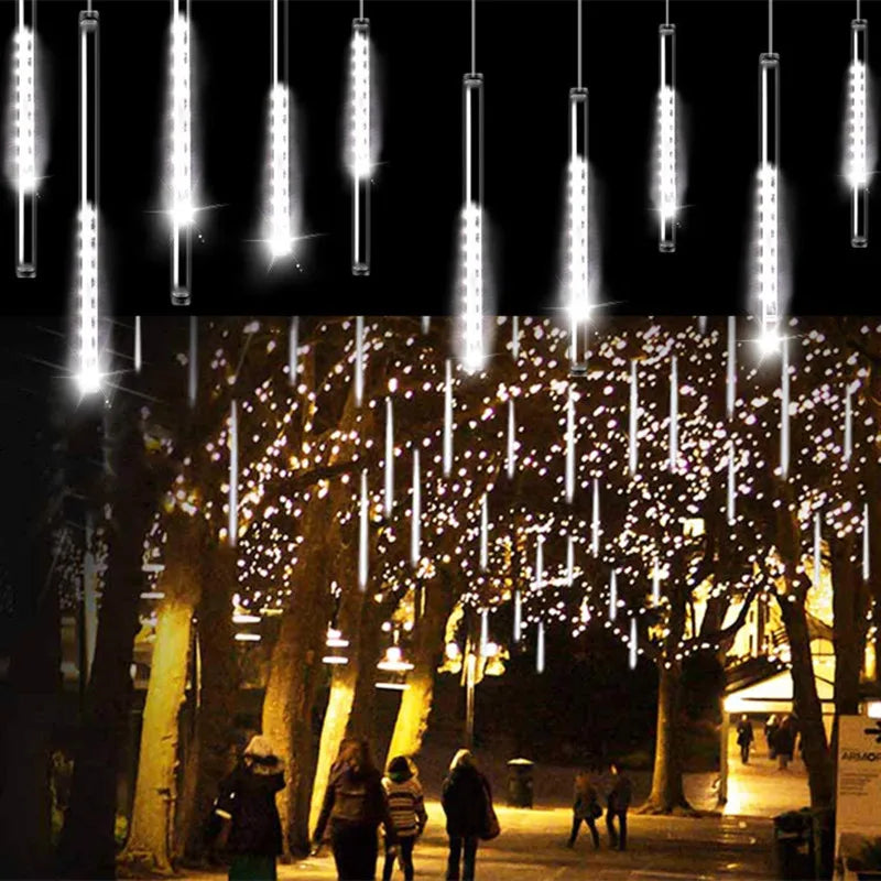 Christmas LED 30cm Or 50cm Meteor Shower Color Lights, 8 Per String