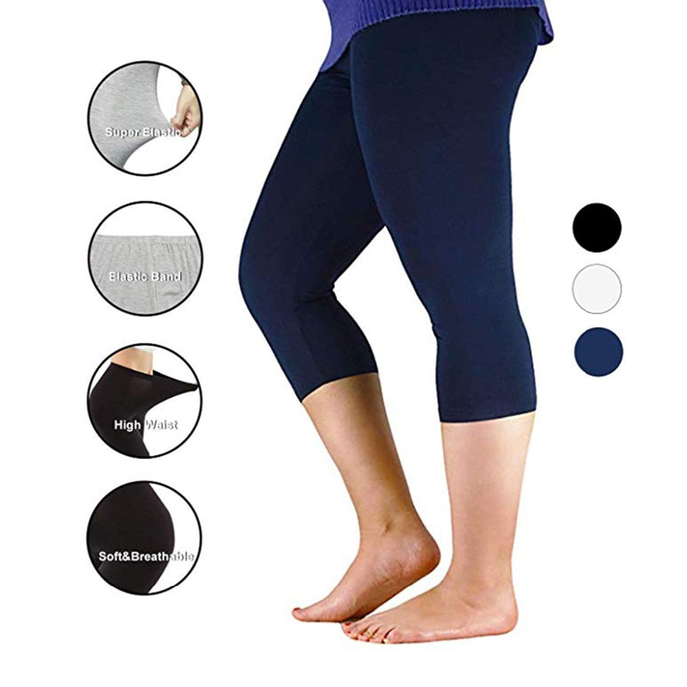 Women's High Stretch Capri Style Casual Bamboo Fiber Leggings. Come in Plus Sizes.