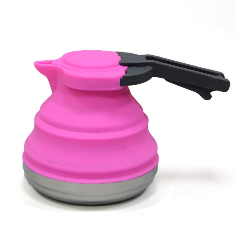 1.2L Folding Silicone Steel Bottom Water Kettle, Great For Camping.