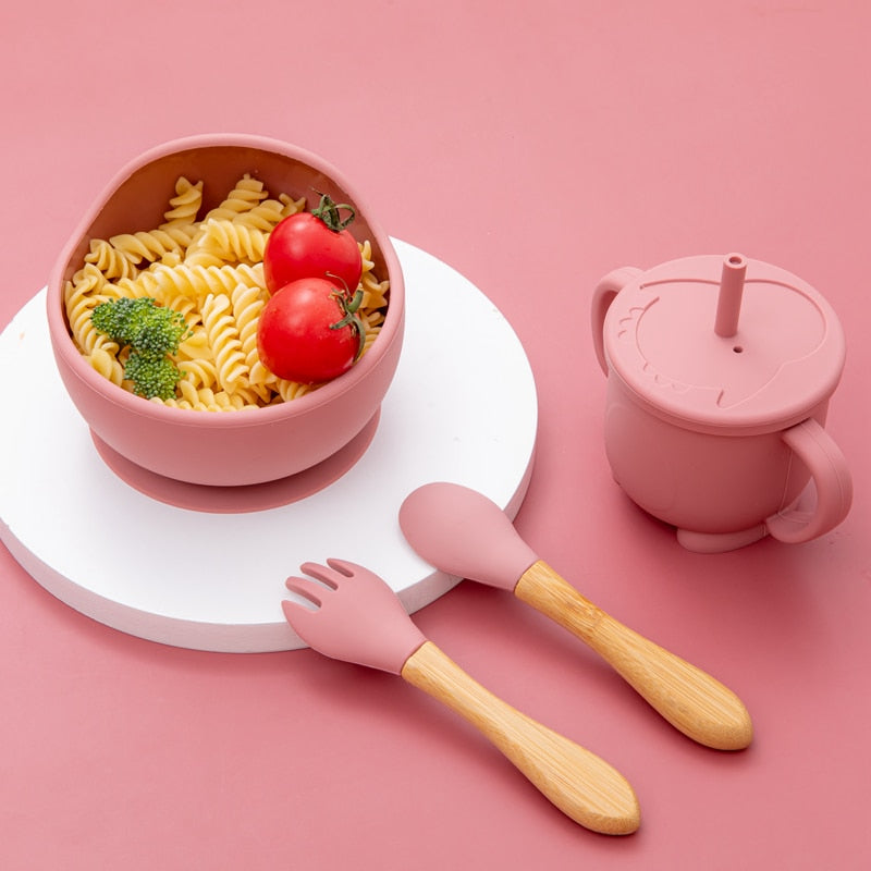 Babies Silicone Bowl, Fork, Spoon, OR Cup and Straw With Suction Cup.