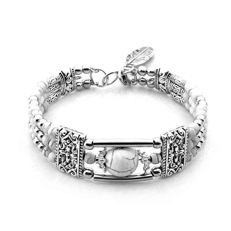 Vintage Natural Stone Bohemian Bracelet For Women.