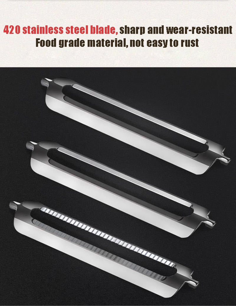 Trio Stainless Steel Blade Peeler/Slicer And Shredder.