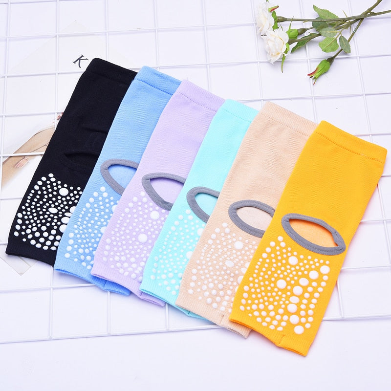 Yoga Cotton Socks With Silicone Non Slip. Open Foot Heel For Ballet Dance Socks.