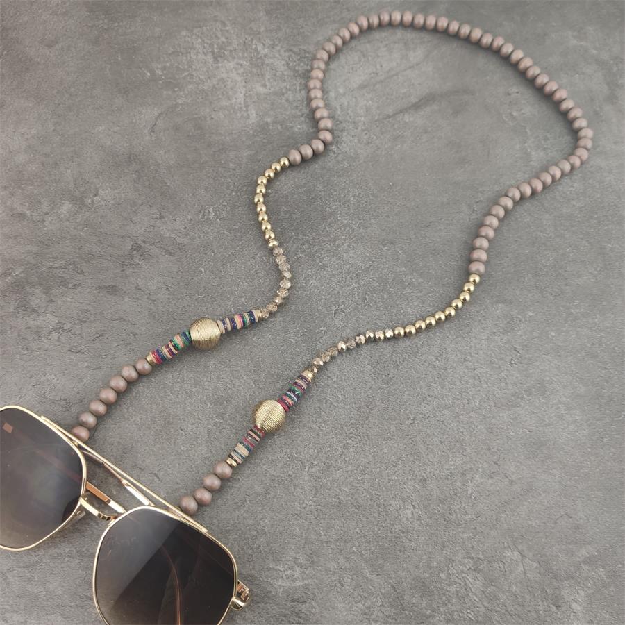 Boho Wood Bead Chains with Silver Metal Balls For Eyeglasses/Sunglasses.