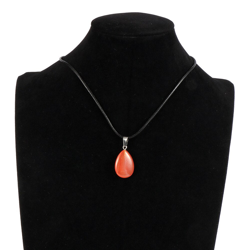 Women Natural Water Drop Pendant Necklace. Easy To Wear As A Necklace OR Choker with a Variety of Stones.