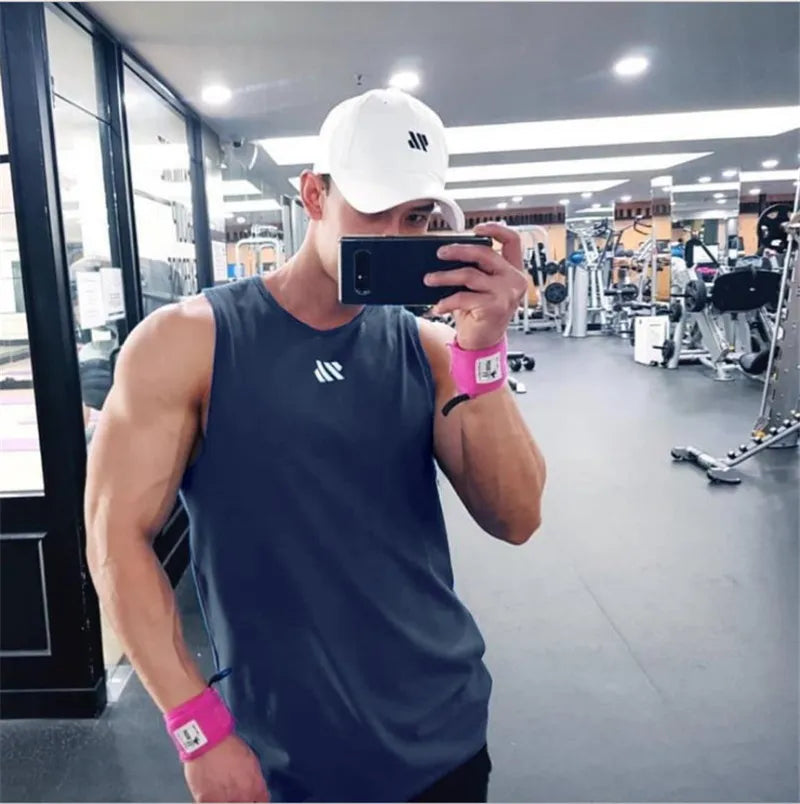 Men's sleeveless Mesh fitness Shirts