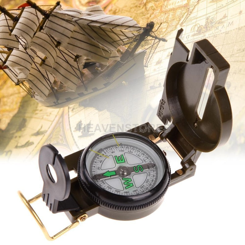 Folding Army Green Compass With fluorescent needle. Great for outdoor Camping and Hiking.
