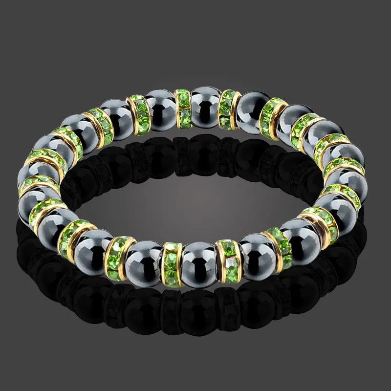 Men And Women's Natural Hematite Stretch Non-Magnetic Bead Bracelets.