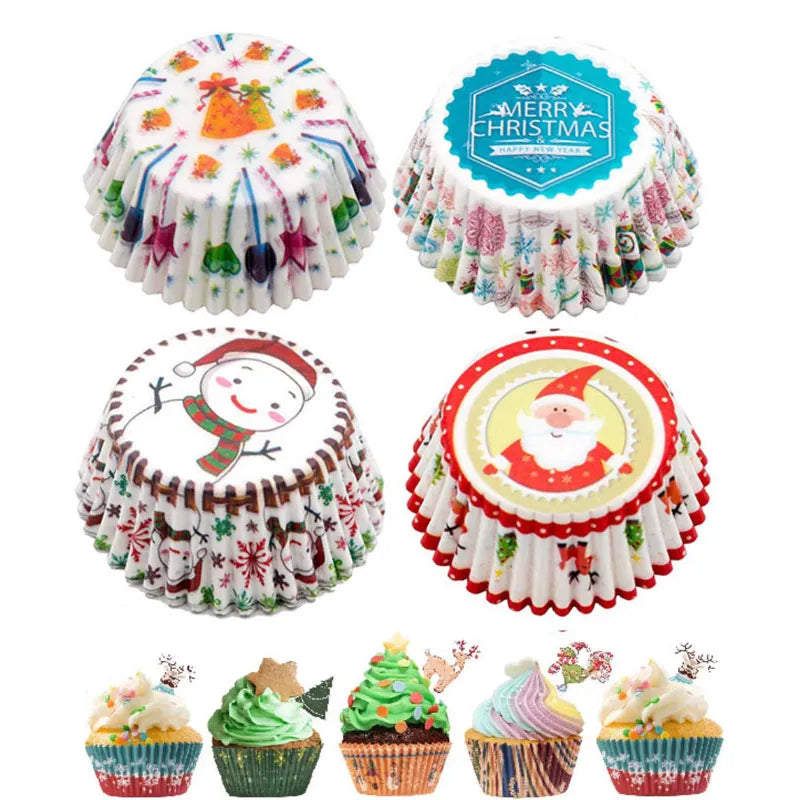100Pcs Christmas Cupcake/Muffin Paper Baking Cups.