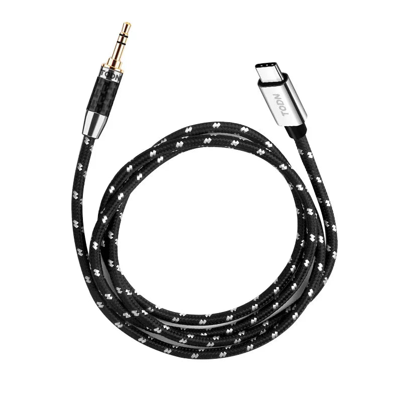 TODN type C to 3.5 mm jack aux Silver audio USB cable 32bits/384khz Suitable for car, earphones