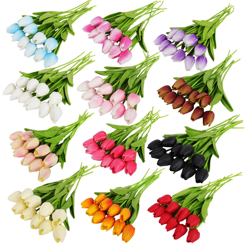 10/20pcs Artificial Tulips Bouquets For Home/Wedding Decoration.