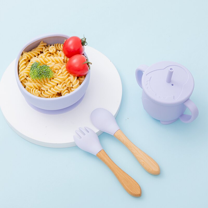 Babies Silicone Bowl, Fork, Spoon, OR Cup and Straw With Suction Cup.