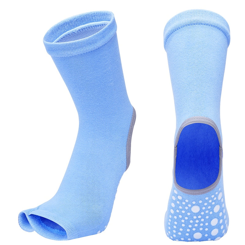 Yoga Cotton Socks With Silicone Non Slip. Open Foot Heel For Ballet Dance Socks.