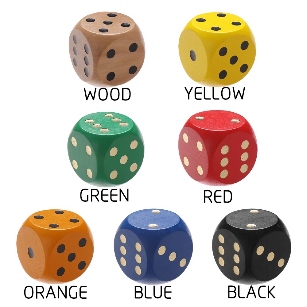 1PC 5cm Wooden,6-Sided Rounded Corners, Colorful Dice.