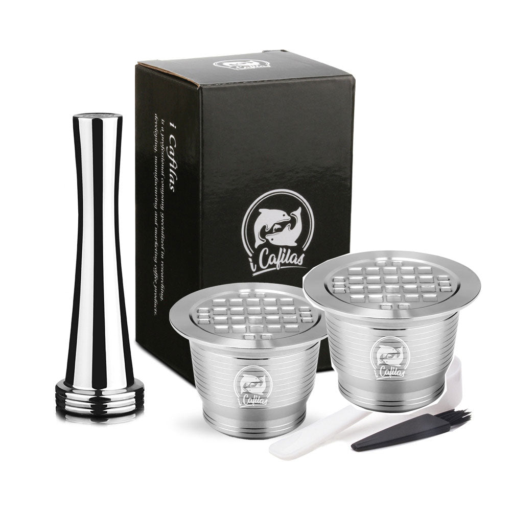 ICafilas Stainless Steel, Reusable Coffee Filter With Tamper for Nespresso Machines.
