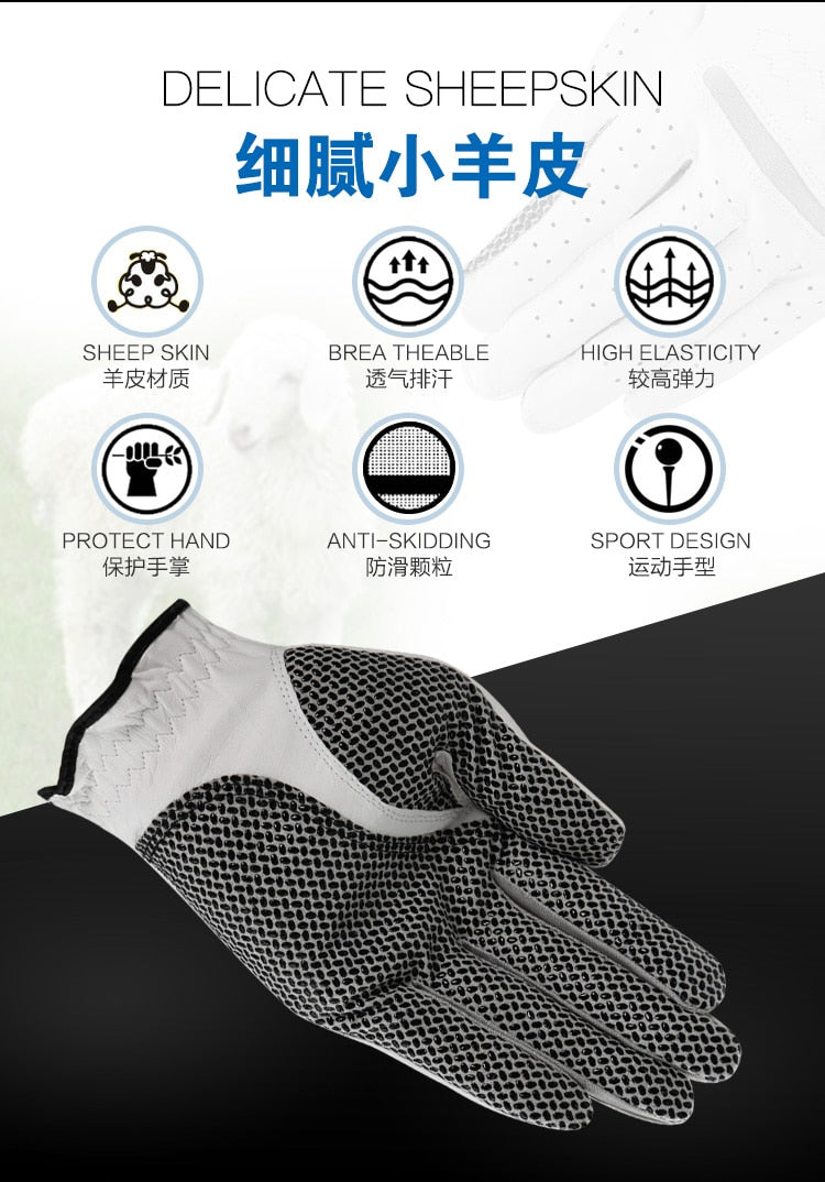 1 Pcs Genuine Leather Anti-Slip Granule Golf Gloves For Left/Right Hand.