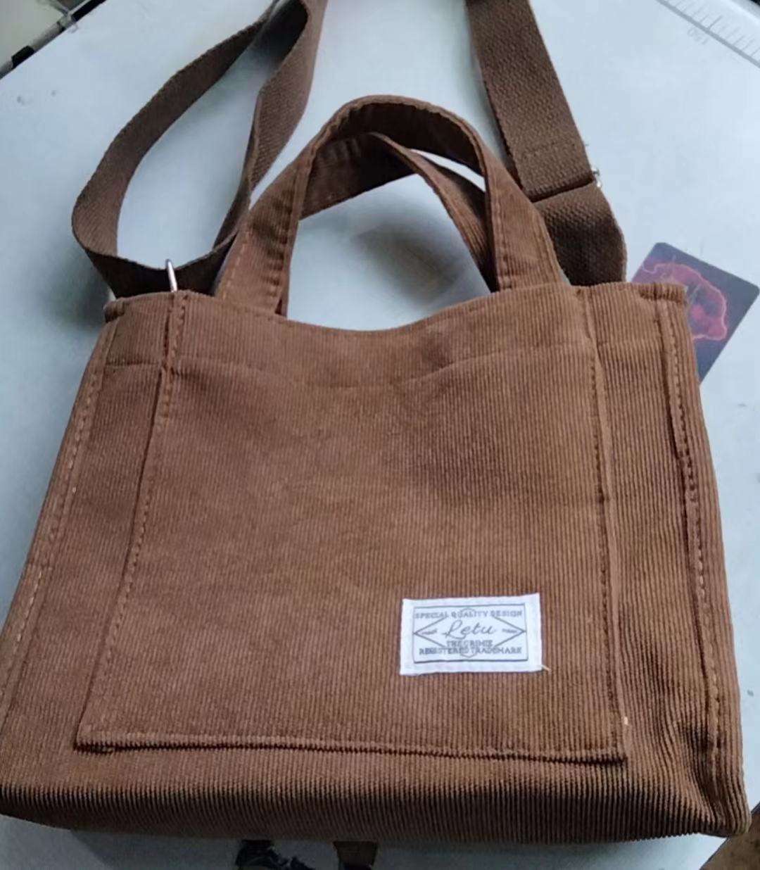 Ladies Designer Corduroy Handbag.