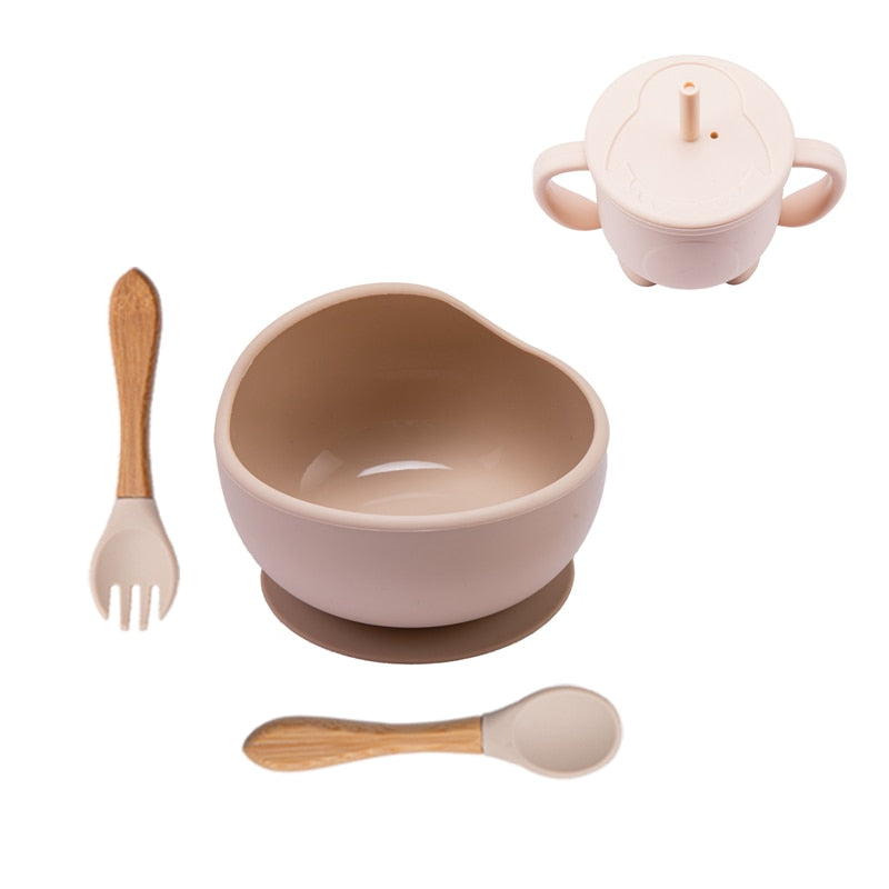 Babies Silicone Bowl, Fork, Spoon, OR Cup and Straw With Suction Cup.