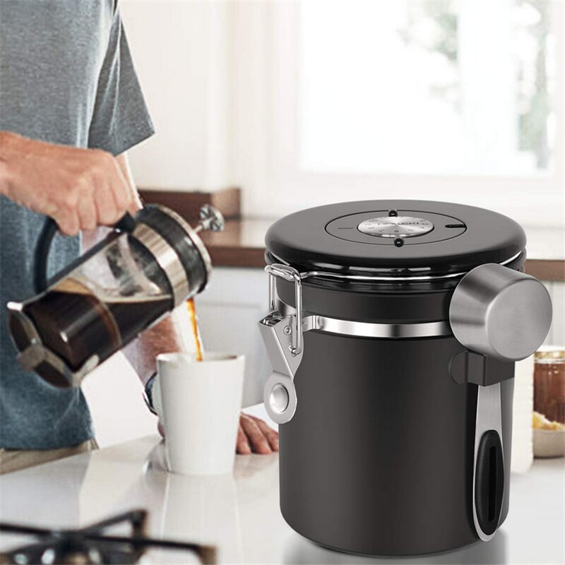 Stainless Steel Sealed Storage Jar. Moisture-proof to store Coffee Beans, Milk Powder, OR Grains.