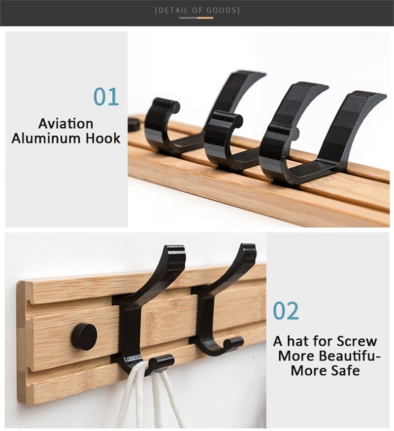 Nordic Bamboo Hat/Coat Rack With Hooks.