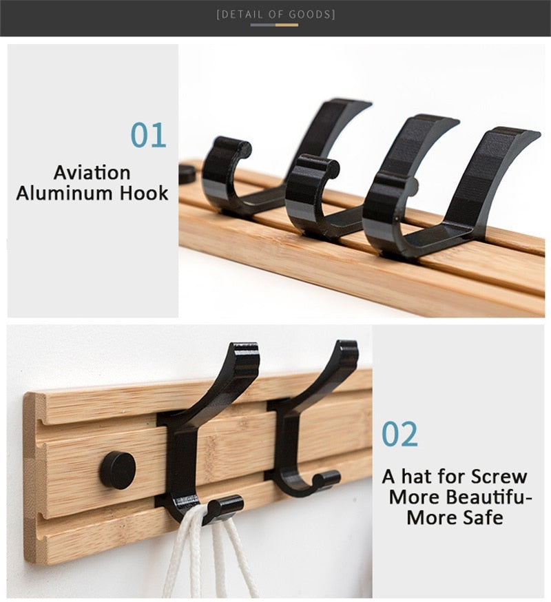 Nordic Bamboo Hat/Coat Rack With Hooks.
