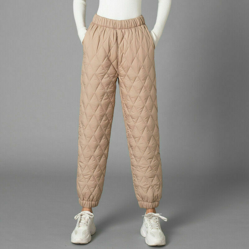 Warm Elastic Waist Cotton Quilted Pants.