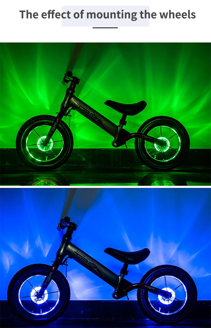 Smart rechargeable LED Bicycle Wheel Light. 7 colors with 18 changeable modes attaches to the hub.