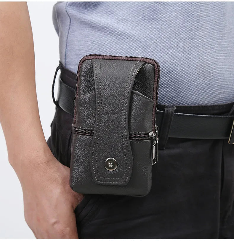 Men Leather Waist Belt Bag.