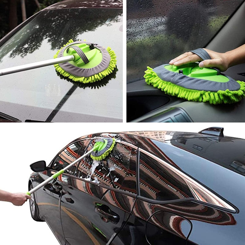 2 in 1 Auto/Home Cleaning Chenille Mop With Telescoping Long Handle