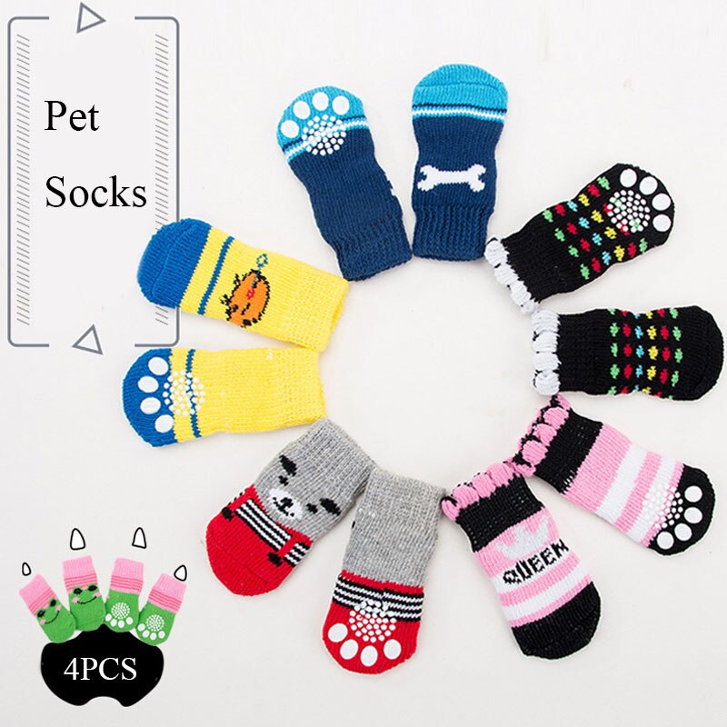 4pcs Anti Slip knitted Socks For Small to Medium Dogs.