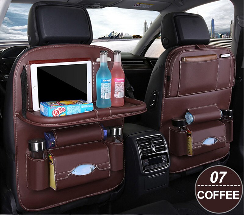 KAWOSEN Leather Back Seat Organizer And Table Pad.