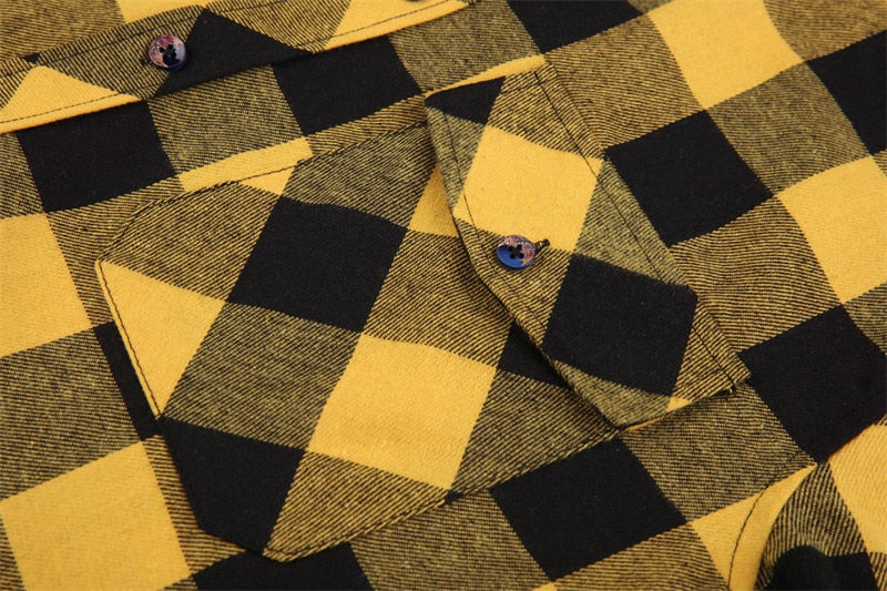 Men's Plaid Flannel Casual Long-Sleeved Shirt. Sizes For (USA SIZE S M L XL 2XL)