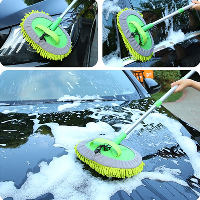 2 in 1 Auto/Home Cleaning Chenille Mop With Telescoping Long Handle