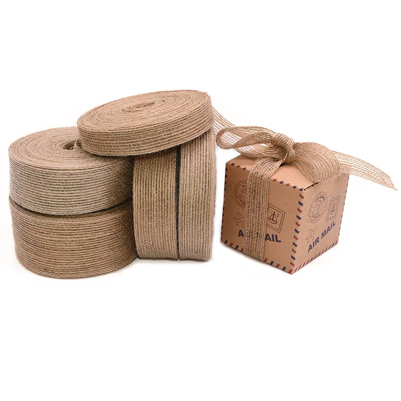 10M Roll 15mm-38mm Natural  Jute/ Burlap Ribbon