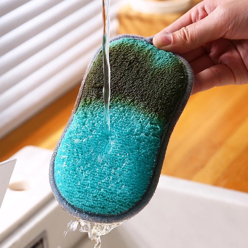 6/3/1pcs Double Sided Nylon/Fabric Sponge Scrubber.