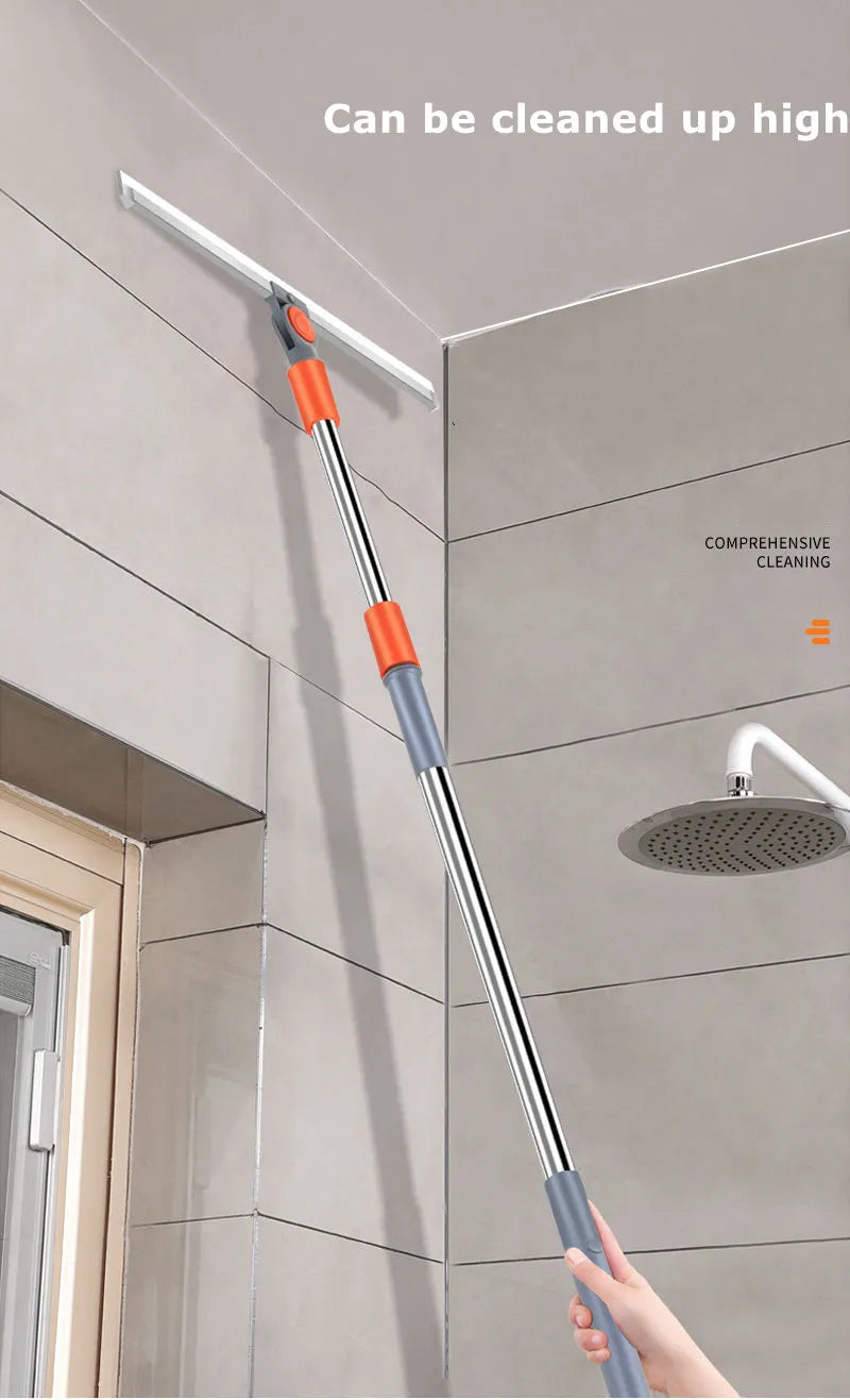 Silicone Magic Broom With Wiper For Floors Or Glass With 82-125 Extension and 180 Degree Swivel