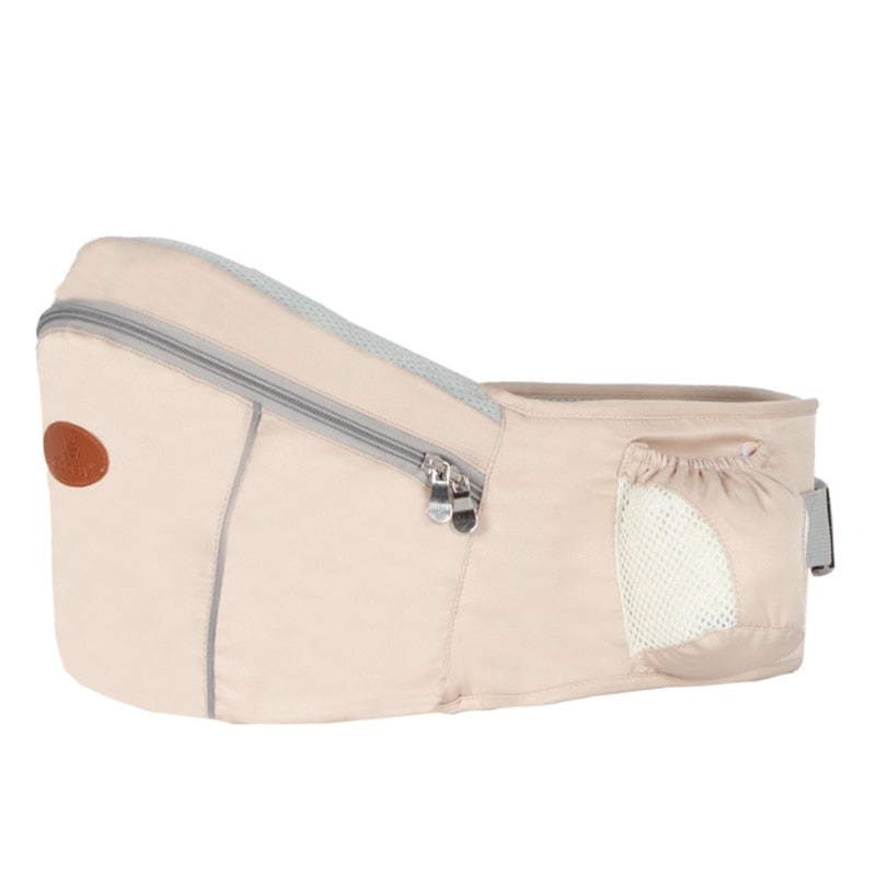 Infant hip rest and waist belt with plenty of storage.