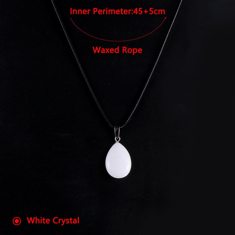 Women Natural Water Drop Pendant Necklace. Easy To Wear As A Necklace OR Choker with a Variety of Stones.