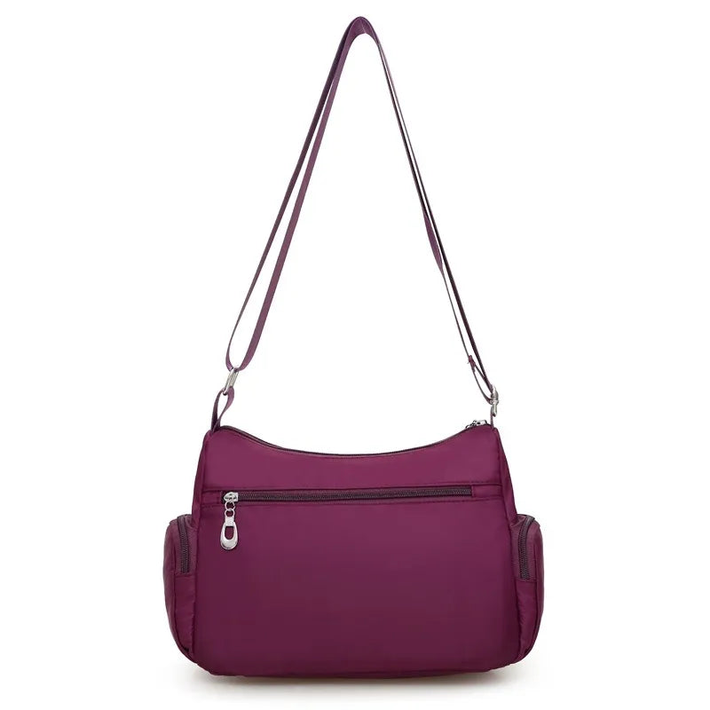 Women's Waterproof Nylon Shoulder Bag With Compartments.