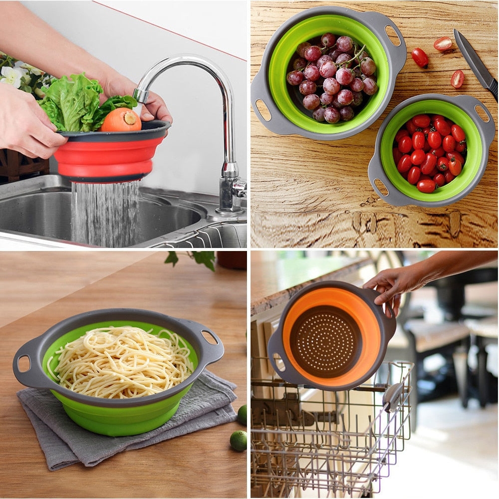 Foldable vegetable, fruit strainer.