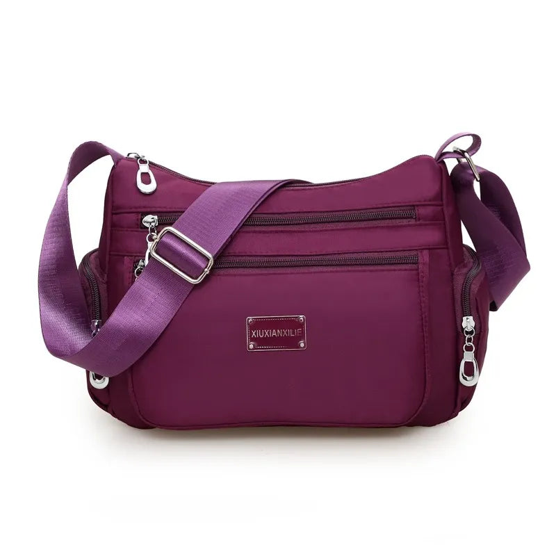 Women's Waterproof Nylon Shoulder Bag With Compartments.