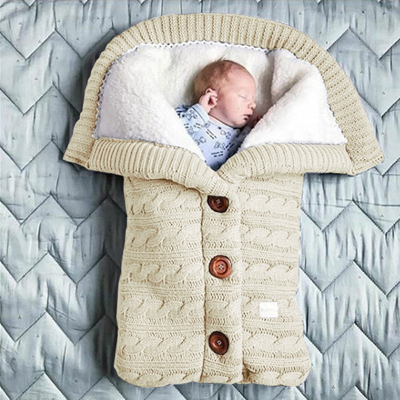 Baby Wool  Button Up Sleeping Bag, Cozy for Autumn Weather in strollers.