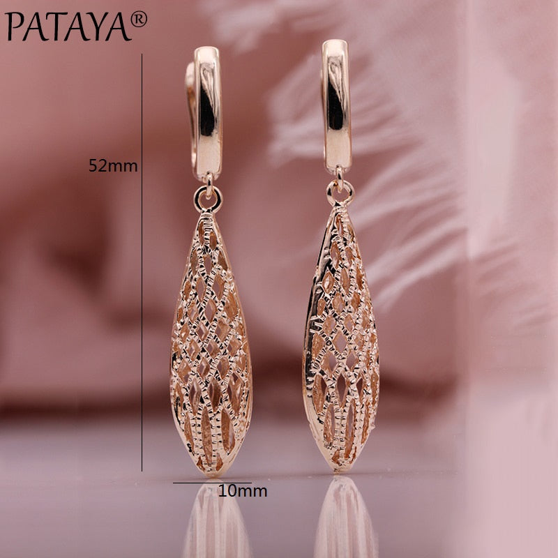 PATAYA Earrings. Rose Gold dangle fashion jewelry.
