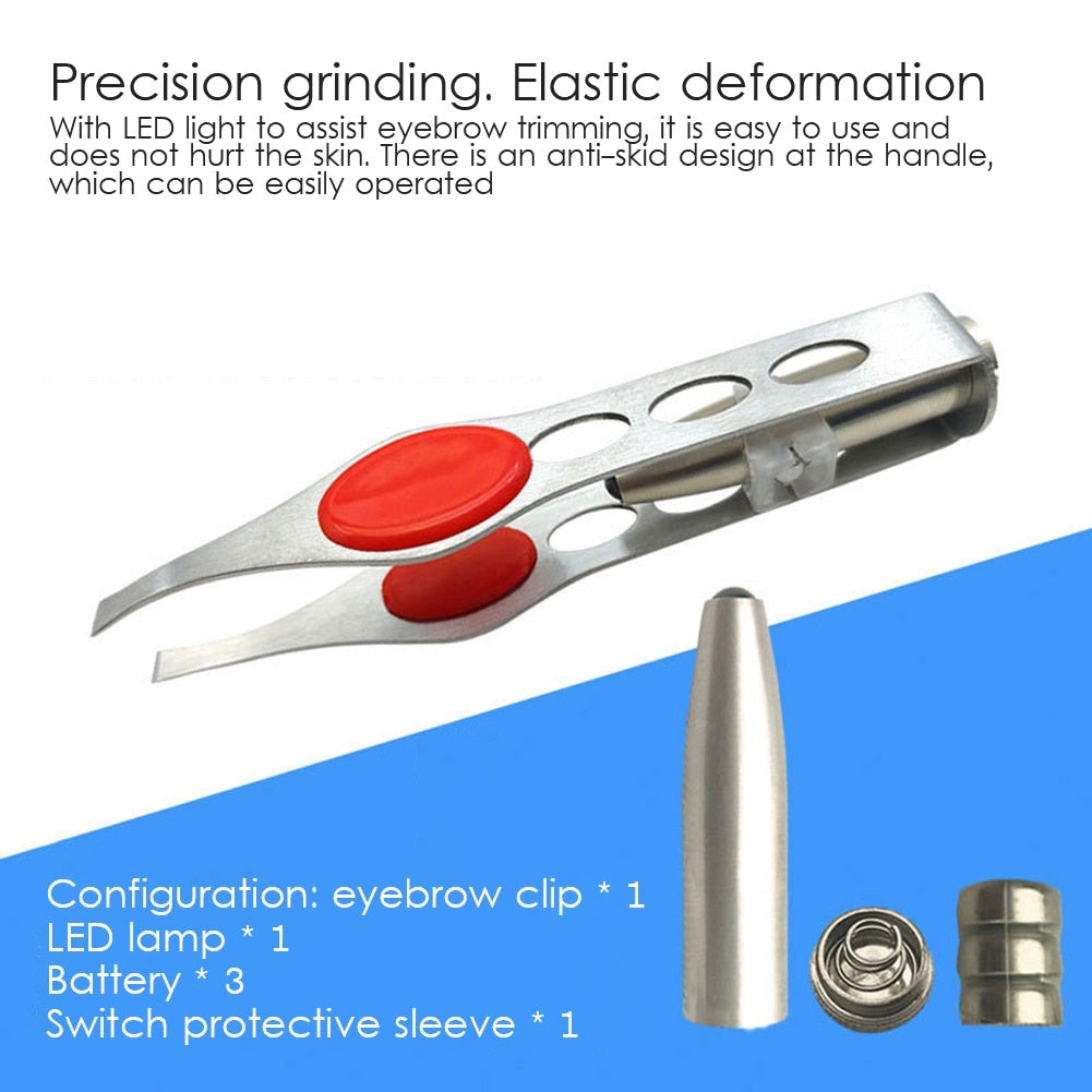 1pc Stainless Steel LED eyebrow tweezer.
