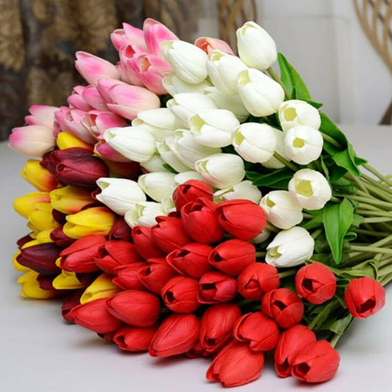 10/20pcs Artificial Tulips Bouquets For Home/Wedding Decoration.