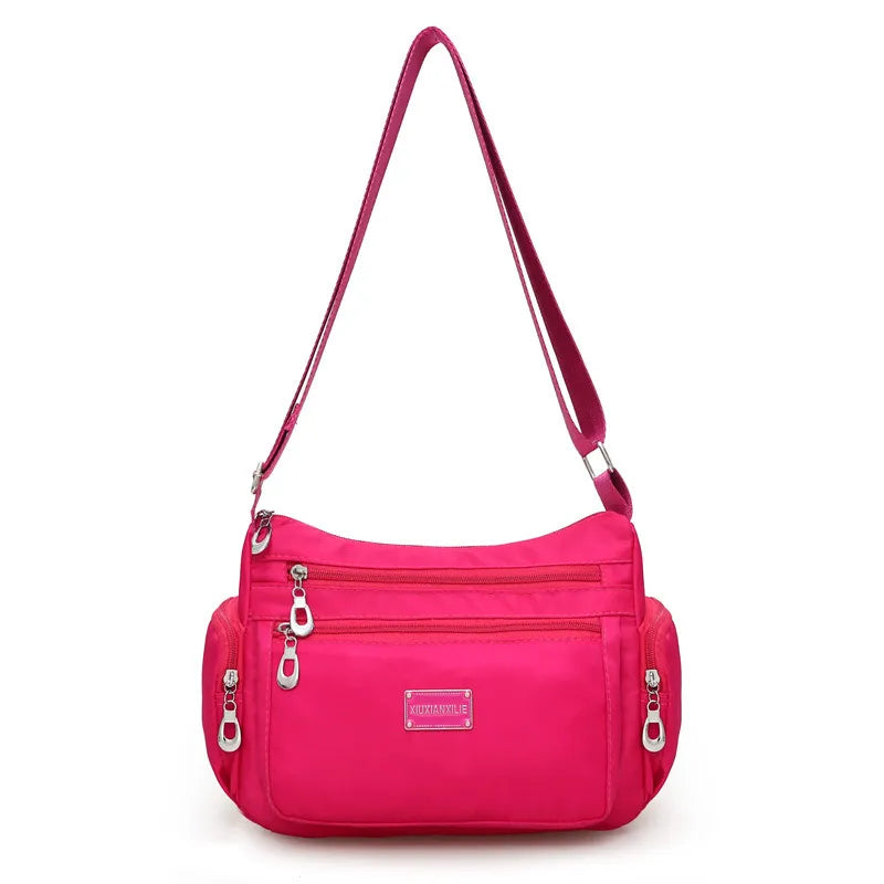 Women's Waterproof Nylon Shoulder Bag With Compartments.
